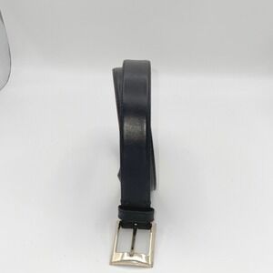 Martin Dingman Mens 34 Black Leather Belt Solid‎ Brass Buckle Handmade Italy